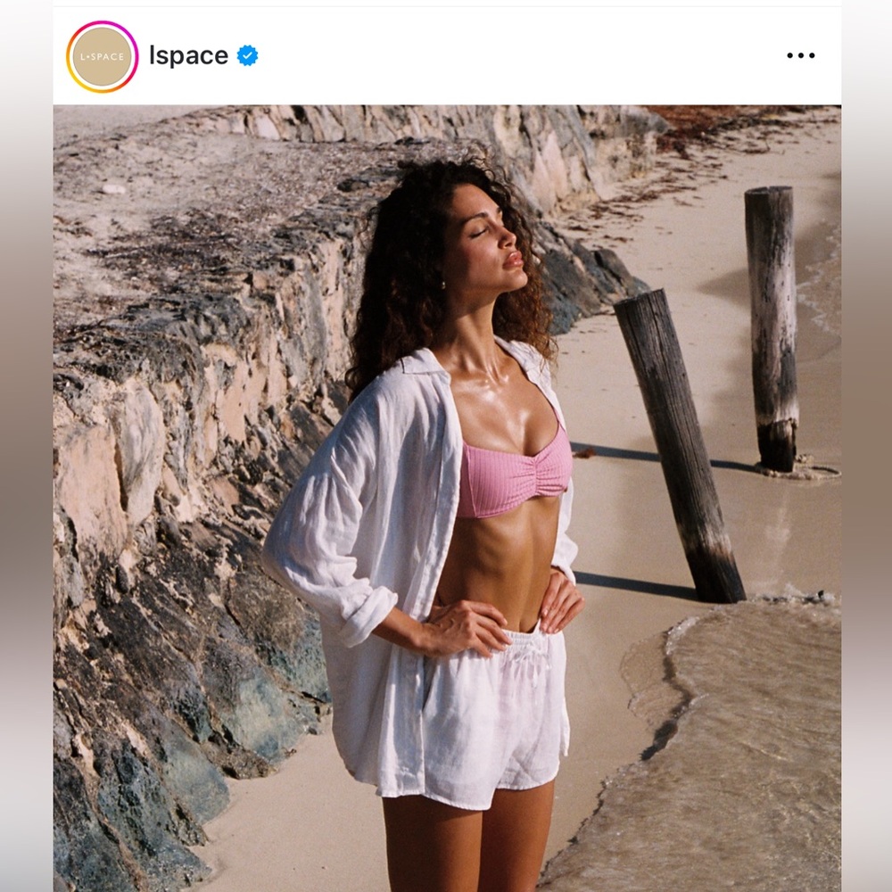 L*Space Bikini Set 💖 Pink Ribbed Effie Top & Dolce Bottom Bitsy Size M NWT - Picture 5 of 12